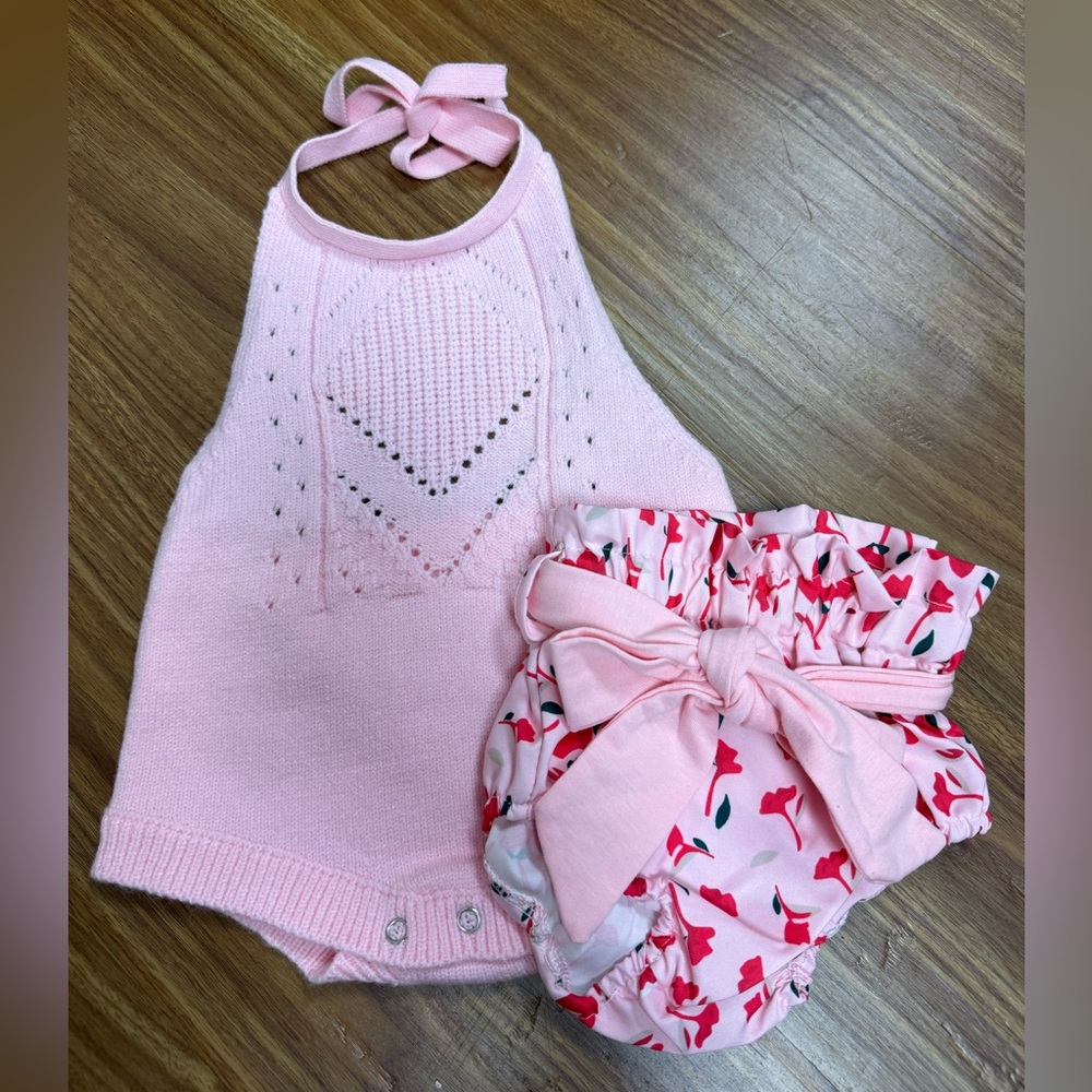 Boutique- Pink Knit Baby Romper- NWOT